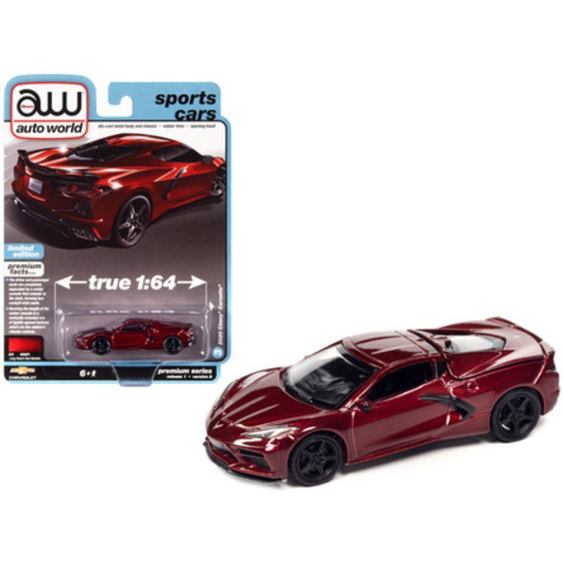 1/64 Auto World 2020 Chevrolet Corvette C8 (Red Metallic) Diecast Car Model